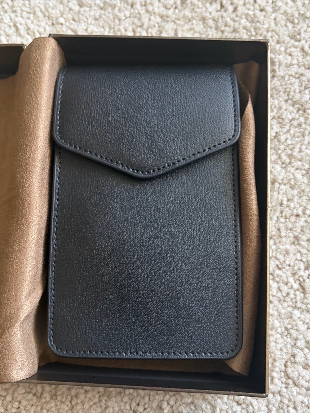 Leatherology Black Grain Leather Mini Wallow Crossbody NWB In Box